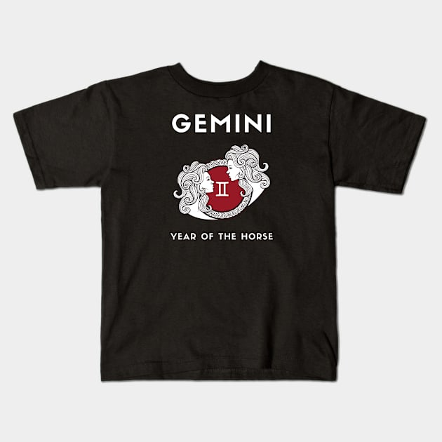 GEMINI / Year of the HORSE Kids T-Shirt by KadyMageInk